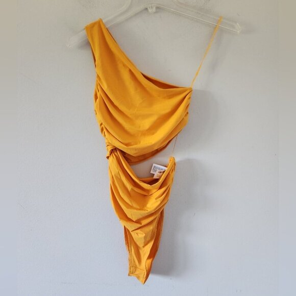 NWT ZARA | Cutout Bodysuit Top Mustard Yellow Sz SMALL - Picture 4 of 9